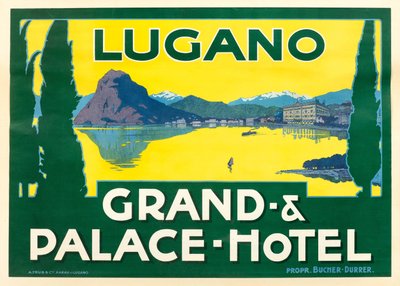 Meer van Lugano. Grand en Palace Hotel, ca. 1925 door Unbekannt