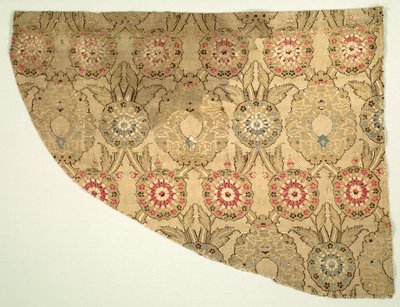 Lampas met dubbel ogivaal bloemmotief op geruite ondergrond, 1550-1575 door Unbekannt