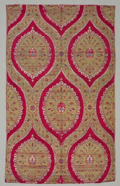 Lampas met bloemmedaillons in ogivaal raster, 1550-1575 door Unbekannt