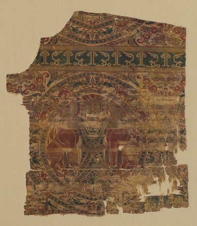 Lampas met leeuwenstrijder, van een dalmatiek van Sint Bernard Calvo, 1200-1243 door Unbekannt