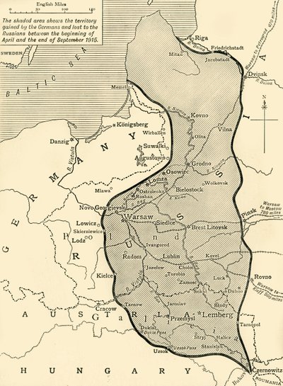 Land ingenomen door Duitsland van Rusland, Eerste Wereldoorlog, 1915, ca. 1920 door Unbekannt