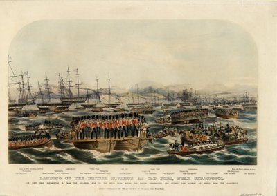 Landing van de Britse divisie bij Old Fort, nabij Sebastopol, 1854 door Unbekannt
