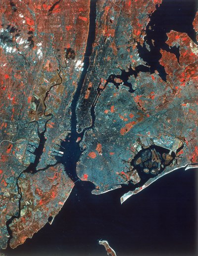 Landsat afbeelding van Manhattan, New York, VS door Unbekannt