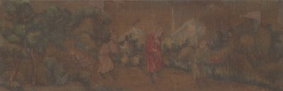 Landschapsschilderij van Figuur in Bosrijke Omgeving door Unbekannt