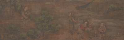 Landschapsschilderij van figuur in bosrijke omgeving door Unbekannt