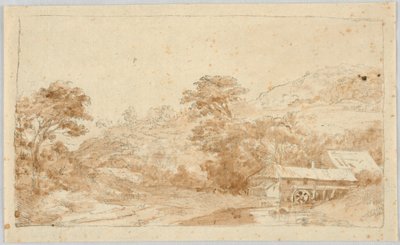 Landschap met watermolen door Unbekannt