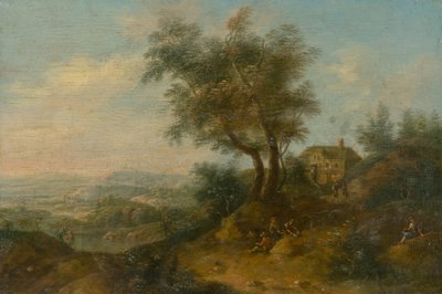 Landschap met figuurlijke stafage door Unbekannt