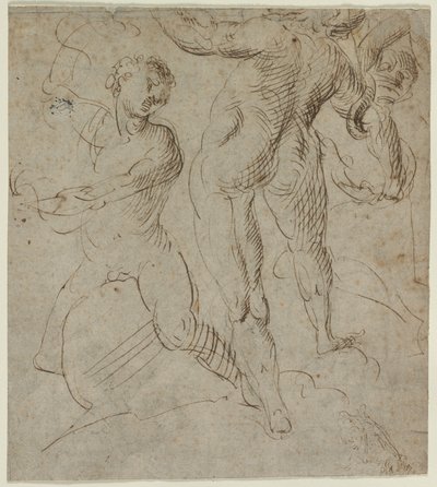 Laocoön recto, Slag bij de Milvische Brug fragment verso, tweede helft 16e eeuw door Unbekannt