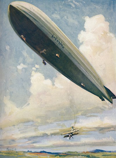 Een vliegtuig lanceren vanaf een luchtschip in de lucht, 1927 door Unbekannt