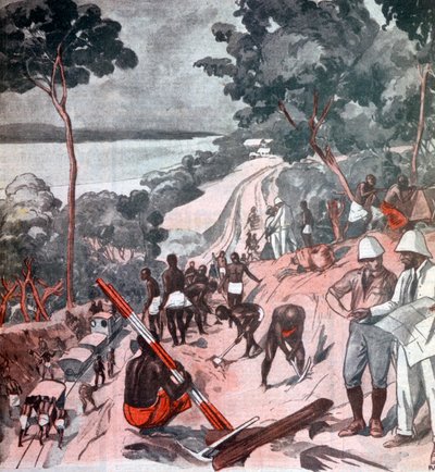 Spoorweg leggen onder de equatoriale zon, Brazzaville, Congo, 1924 door Unbekannt