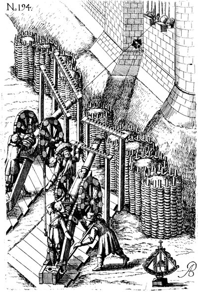 Belegeringskanon op doel, uit Le diverse et artificiose machine, 1620 door Unbekannt