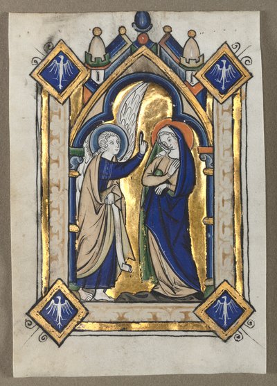 Blad uitgesneden uit een psalter: De Aankondiging, ca. 1260 door Unbekannt