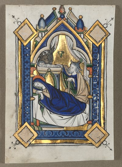 Blad uit een Psalter: De Geboorte, ca. 1260 door Unbekannt
