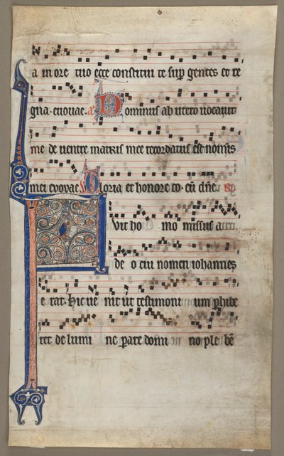 Blad uit een Koorboek: Aankondiging aan Zacharias, ca. 1265 door Unbekannt