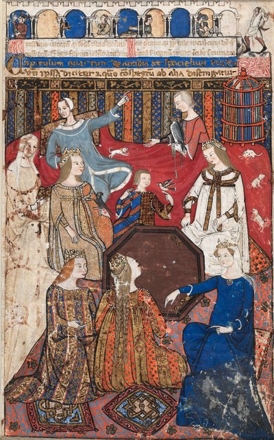 Blad uit een Cocharelli-verhandeling over de ondeugden: Accidia en haar hof, ca. 1330-40 door Unbekannt