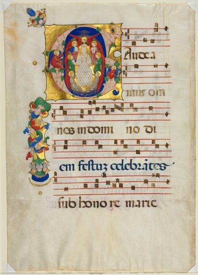 Blad uit een Graduale met Geïllustreerde Initiaal G: Maria als Koningin van de Hemel, ca. 1425-1450 door Unbekannt
