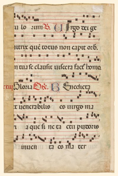 Blad uit een Graduale met muziek verso, ca. 1420-1450 door Unbekannt