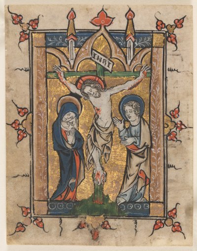 Blad uit een Psalter: De Kruisiging, ca. 1300-1330 door Unbekannt