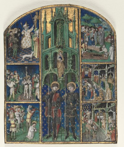 Blad uit de Getijden van Hertog Lodewijk van Savoye: Heiligen Nereus en Achilleus, midden 1400s door Unbekannt