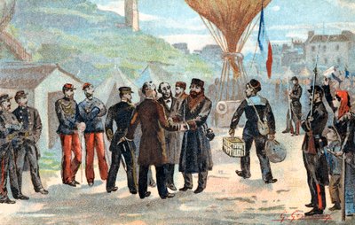Leon Gambetta, Franse politicus op het punt om belegerd Parijs te ontvluchten, Frans-Duitse Oorlog door Unbekannt