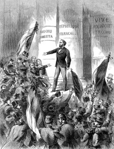 Leon Gambetta roept de Republiek Frankrijk uit, 4 september 1870 door Unbekannt