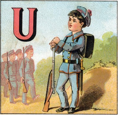 Letter U als uniform (uit Alphabet des petits ecoliers) door Unbekannt