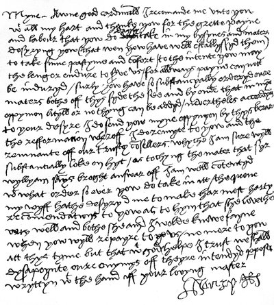 Brief van Koning Hendrik VIII aan Kardinaal Wolsey (