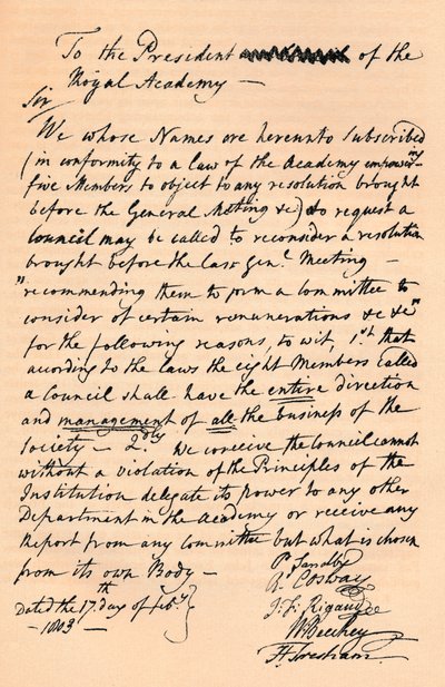 Brief aan Benjamin West, President van de Koninklijke Academie, 1803 1904 door Unbekannt