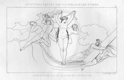 Leucothea, de zeegodin, redt Odysseus in de storm, ca. 1833 door Unbekannt