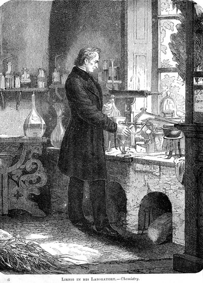 Liebig in Zijn Laboratorium-Chemie, midden 19e eeuw ca. 1885 door Unbekannt