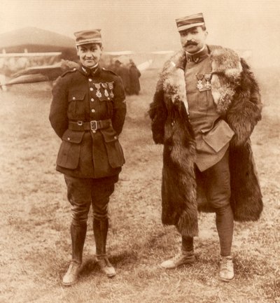 Luitenant Georges Guynemer en kapitein Felix Brocard, Franse gevechtspiloten, 5 februari 1916 door Unbekannt