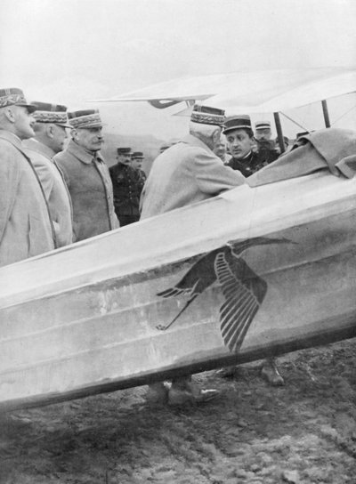 Luitenant Georges Guynemer ontmoet Franse generaals, 19 februari 1917 door Unbekannt