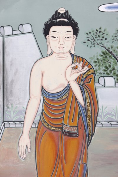 Leven van Boeddha De bediening Het Gebaar van Debat dat de leringen van de Boeddha uitlegt (Vitaka Mudra), Seoul, Zuid-Korea door Unbekannt
