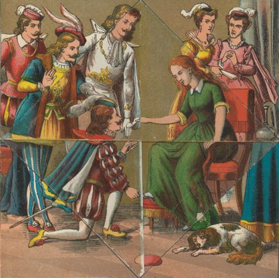 Roodkapje en Assepoester met verrassingsprenten, ca. 1875 door Unbekannt