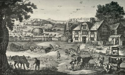 Levendige Activiteit op een Achttiende-eeuwse Boerderij, 1938 door Unbekannt