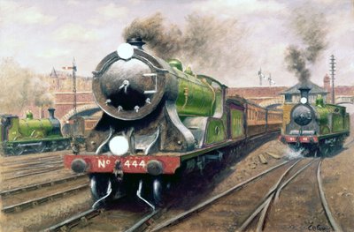 Locomotief nr. 444, London & South Western Railway Express door Unbekannt