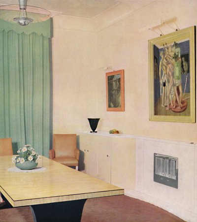 Londense Eetkamer met schilderij van Chirico door Unbekannt