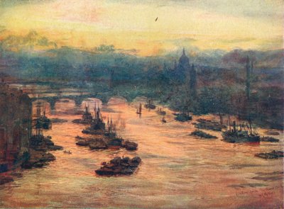 Londen, vanaf de Tower Bridge, 1905-1906 door Unbekannt