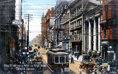 Kijkend naar het westen langs King Street, Toronto, Canada, c1900s door Unbekannt