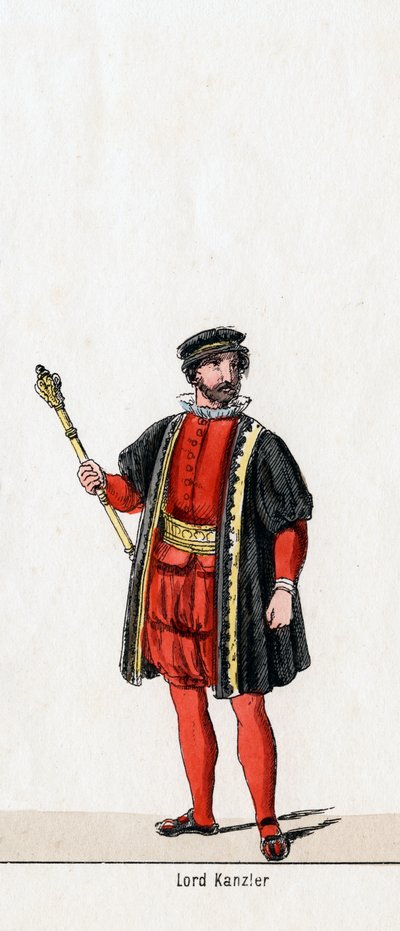 Lord Chancellor, kostuumontwerp voor Shakespeares toneelstuk, Henry VIII, 19e eeuw door Unbekannt