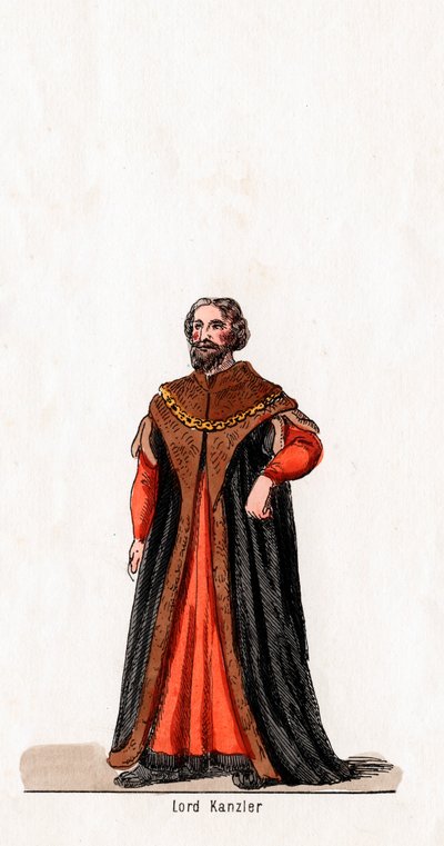 Lord Chancellor, kostuumontwerp voor Shakespeares toneelstuk, Henry VIII, 19e eeuw door Unbekannt