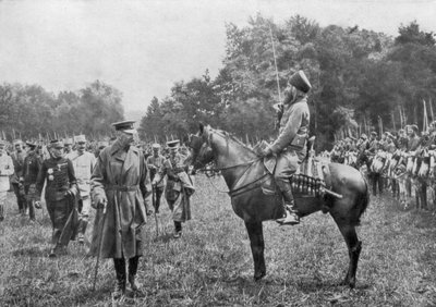 Lord Kitchener inspecteert Algerijnse troepen, Frankrijk, Eerste Wereldoorlog, 16 augustus 1915 door Unbekannt