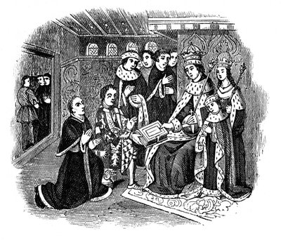 Lord Rivers en Caxton voor Edward IV, 15e eeuw, 1910 door Unbekannt