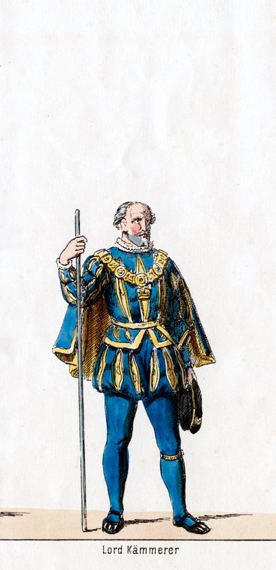Lord schatbewaarder, kostuumontwerp voor Shakespeares toneelstuk, Henry VIII, 19e eeuw door Unbekannt