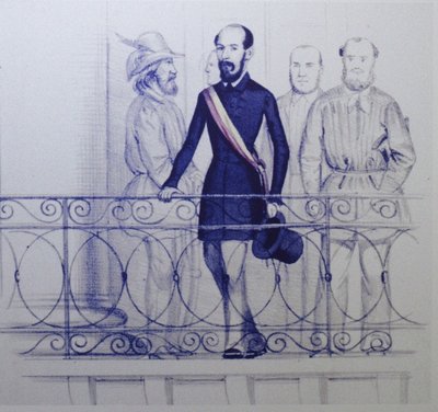 Lorenzo Brentano op het balkon van het stadhuis in Karlsruhe door Unbekannt