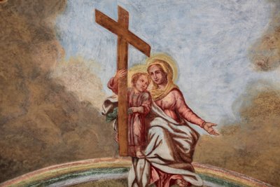 Loreto kerk fresco: Maria, Jezus en het kruis Praag Tsjechië door Unbekannt