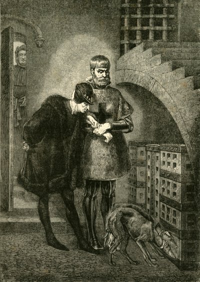 Lodewijk XI bezoekt kardinaal Balue in de ijzeren kooi, 1469-1481, 1890 door Unbekannt