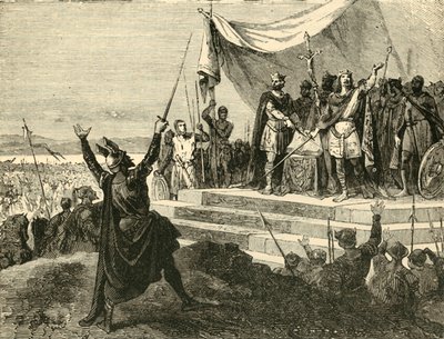 Louis en Charles nemen de eed van Straatsburg af voor hun legers, 842AD, 1890 door Unbekannt