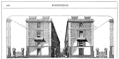 Lage huur arbeiderswoningen gebouwd door de Birkenhead Dock Co, ca. 1844-ca. 1860 door Unbekannt