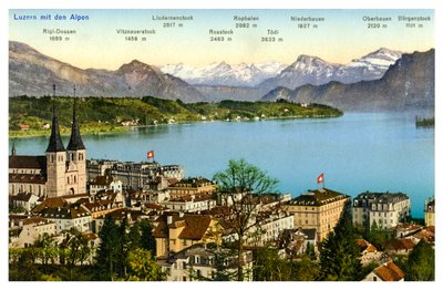 Luzern en de Alpen, Zwitserland, 20e eeuw door Unbekannt